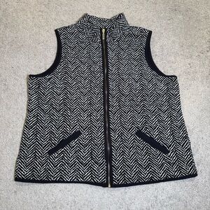 Charter Club Women's Large Black and‎ White Herringbone Vest